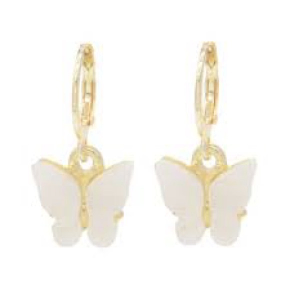 Jewelry - Elegant Gold and White Butterfly Earrings